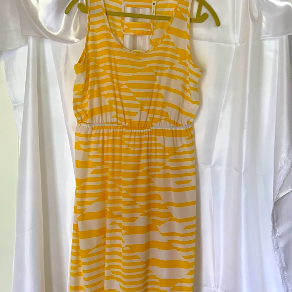 Soprano Yellow and White Summer Maxi Dress